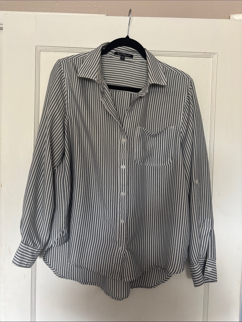Velvet Heart Navy and White Striped Button-Down Shirt